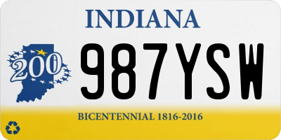 IN license plate 987YSW