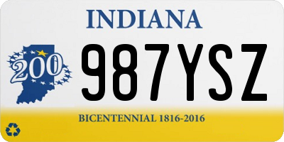 IN license plate 987YSZ