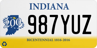 IN license plate 987YUZ