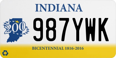 IN license plate 987YWK