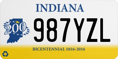 IN license plate 987YZL