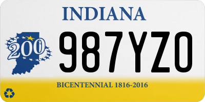 IN license plate 987YZO