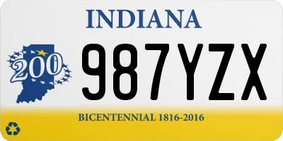 IN license plate 987YZX