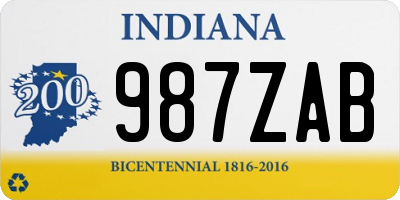 IN license plate 987ZAB