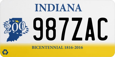 IN license plate 987ZAC