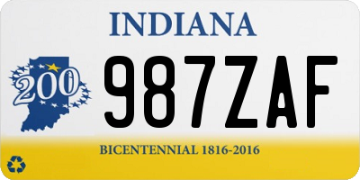 IN license plate 987ZAF