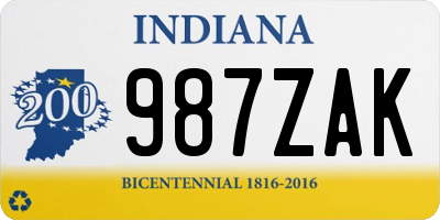 IN license plate 987ZAK