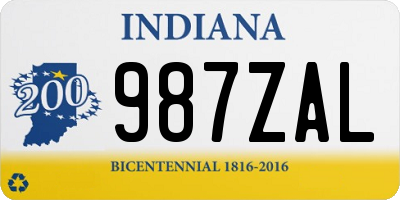 IN license plate 987ZAL