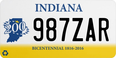 IN license plate 987ZAR