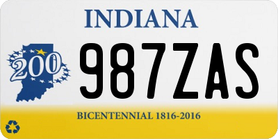 IN license plate 987ZAS