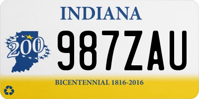 IN license plate 987ZAU