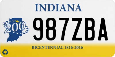 IN license plate 987ZBA