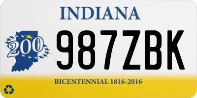 IN license plate 987ZBK