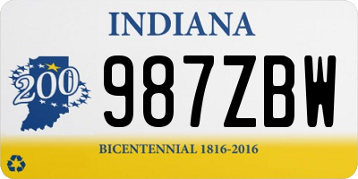 IN license plate 987ZBW