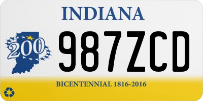 IN license plate 987ZCD