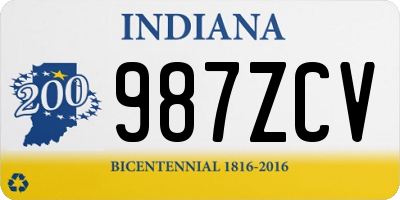 IN license plate 987ZCV