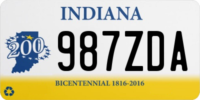 IN license plate 987ZDA