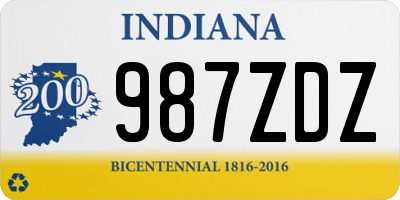 IN license plate 987ZDZ