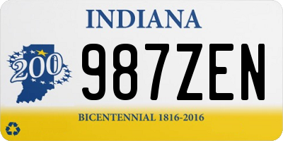 IN license plate 987ZEN