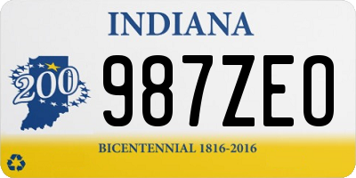 IN license plate 987ZEO