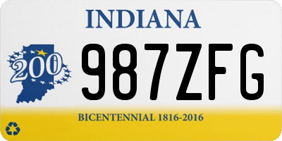 IN license plate 987ZFG