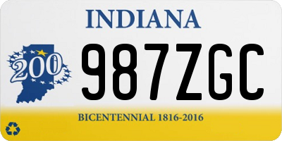 IN license plate 987ZGC