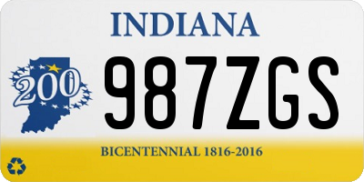 IN license plate 987ZGS