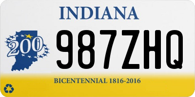 IN license plate 987ZHQ