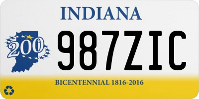 IN license plate 987ZIC