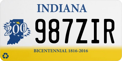 IN license plate 987ZIR