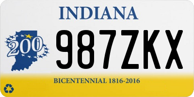 IN license plate 987ZKX
