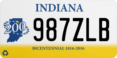 IN license plate 987ZLB