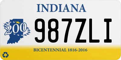 IN license plate 987ZLI