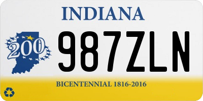 IN license plate 987ZLN