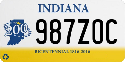 IN license plate 987ZOC