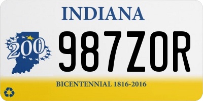 IN license plate 987ZOR