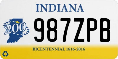 IN license plate 987ZPB