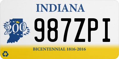 IN license plate 987ZPI