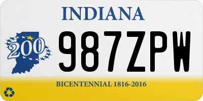 IN license plate 987ZPW