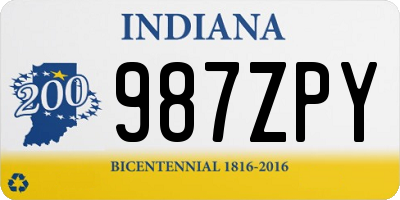 IN license plate 987ZPY