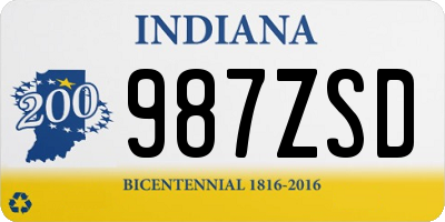 IN license plate 987ZSD