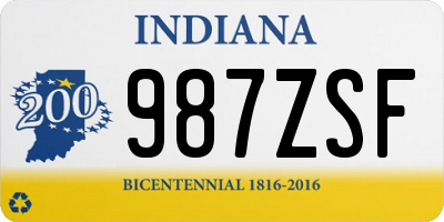 IN license plate 987ZSF