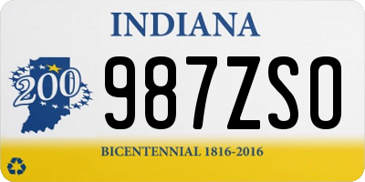 IN license plate 987ZSO