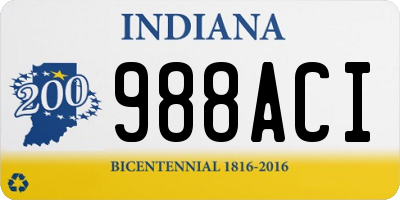 IN license plate 988ACI