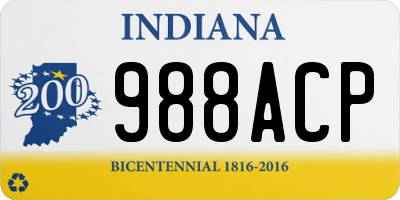 IN license plate 988ACP