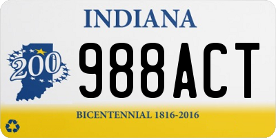 IN license plate 988ACT