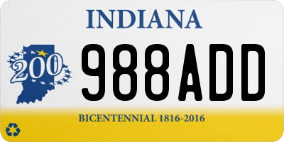 IN license plate 988ADD