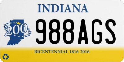 IN license plate 988AGS