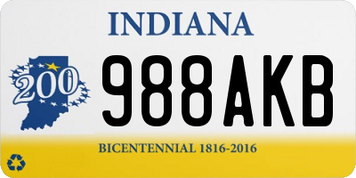 IN license plate 988AKB