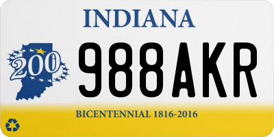 IN license plate 988AKR